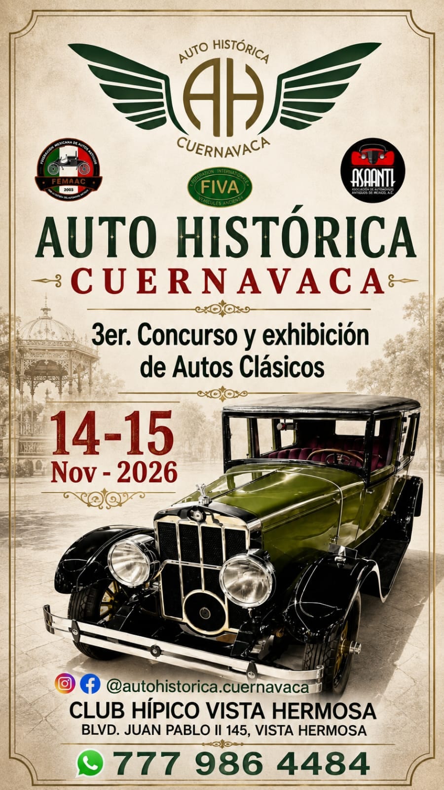 Cartel de Auto Histórica Cuernavaca 2026.