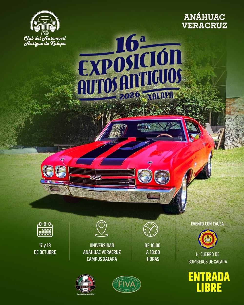 Cartel de la 16ª Exposición de Autos Antiguos en Xalapa.