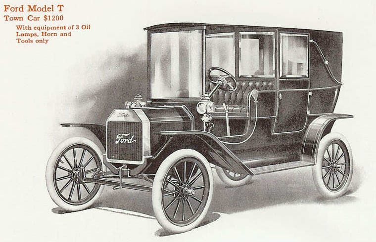 Ilustración de catálogo de un Ford Modelo T Town Car de 1911.